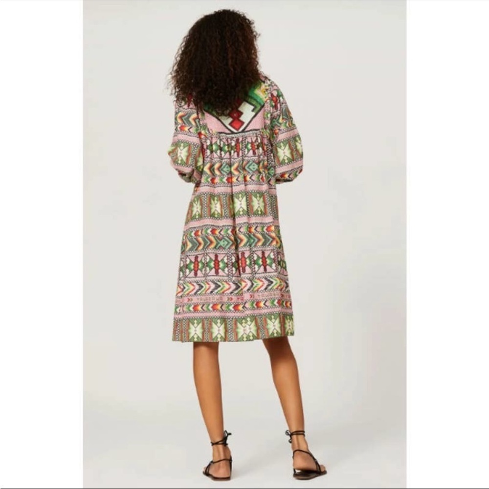 NWT farm Rio Amulet Linen Blend Aztec Shirt Dress Multicolor Size XS - Picture 2 of 7